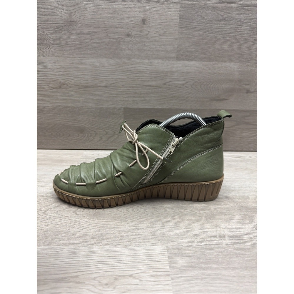 Spring Step Nespea Leather Wedge Booties Olive Green Size 41 (US 10) Size Zip - Picture 6 of 12